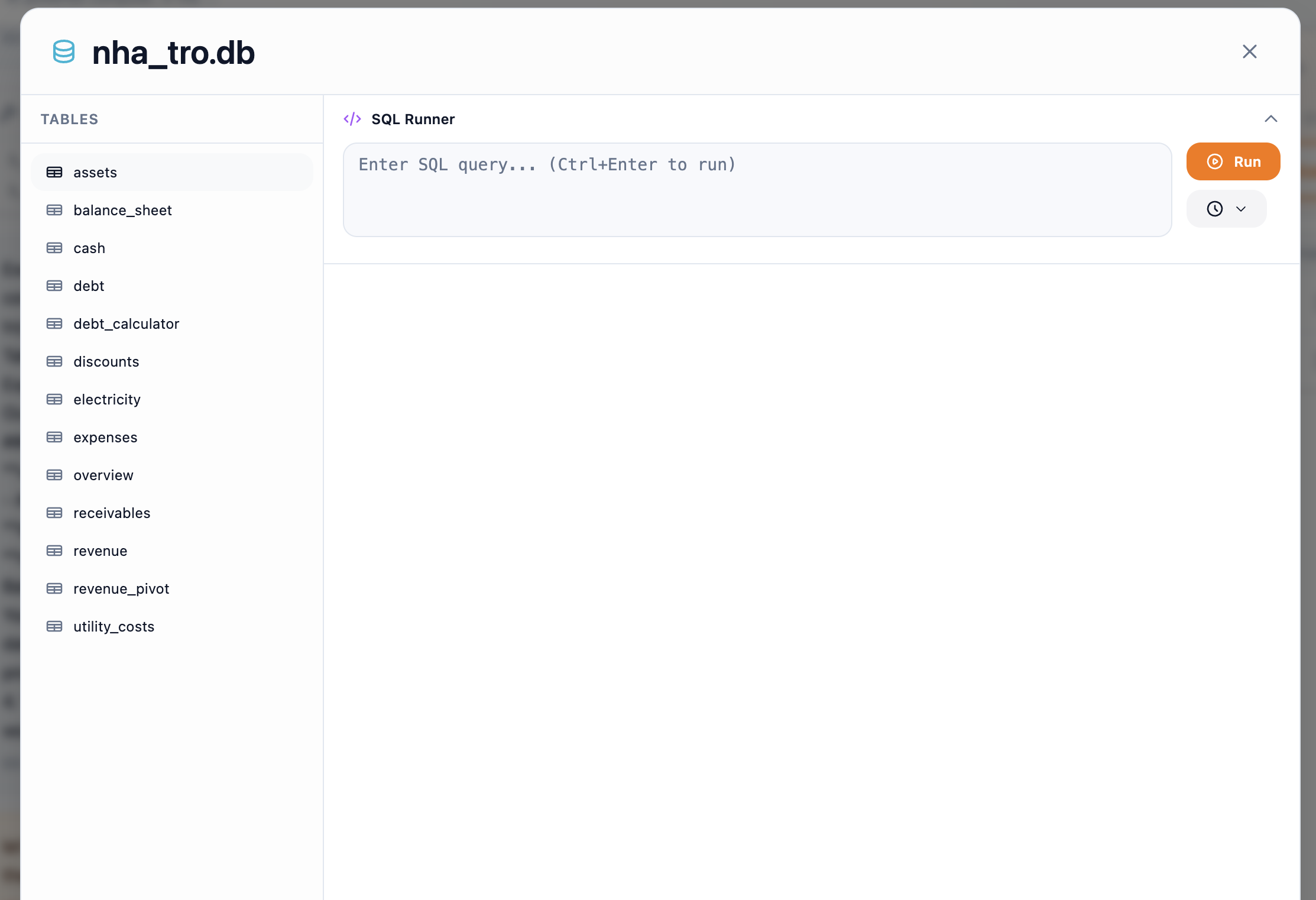 Database tables view